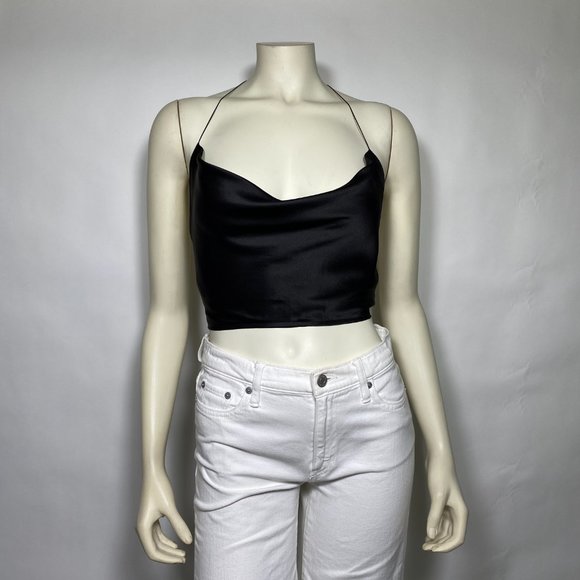 SUBSURFACE Black Silk Tie Top - Picture 3 of 6